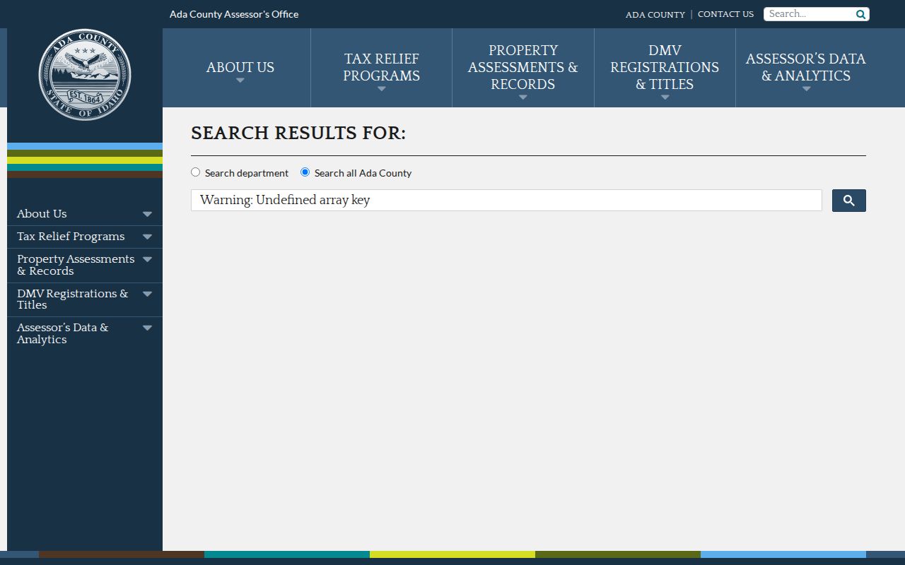 Idaho residents directory example of the Ada County property assessor search