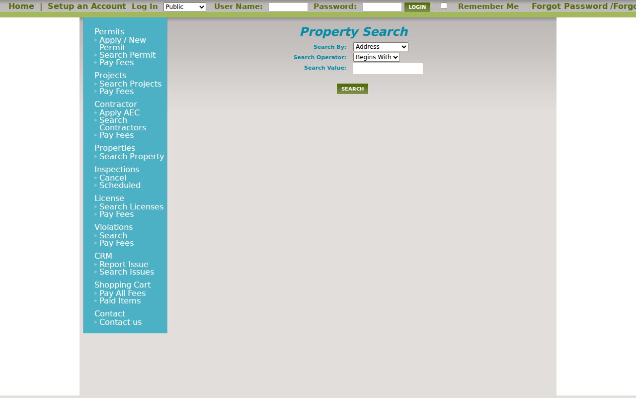 Idaho street directory screenshot of the Ada County CentralSquare parcel search and property result tabs