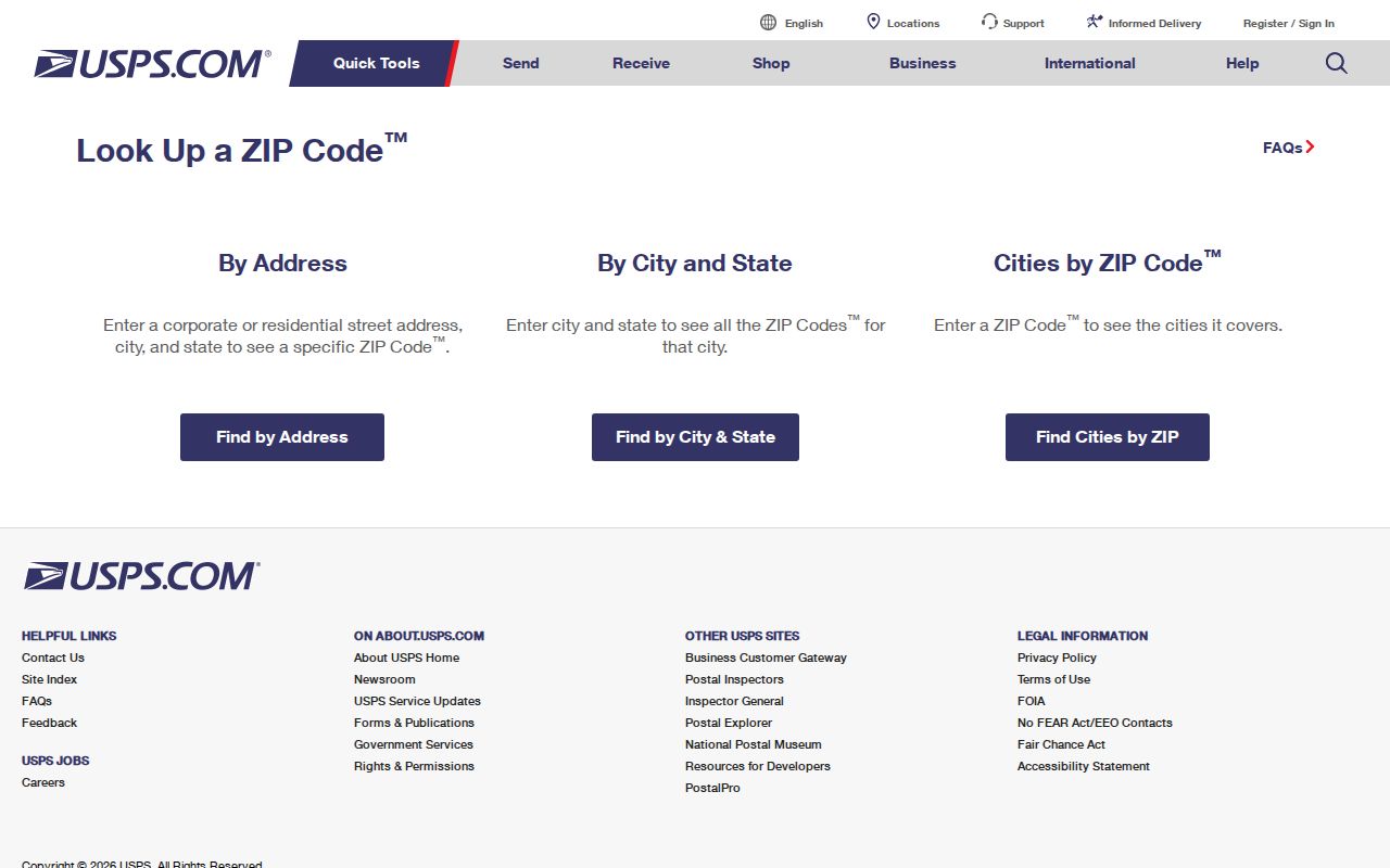 USPS address, city and ZIP lookup modes for an Idaho ZIP code directory